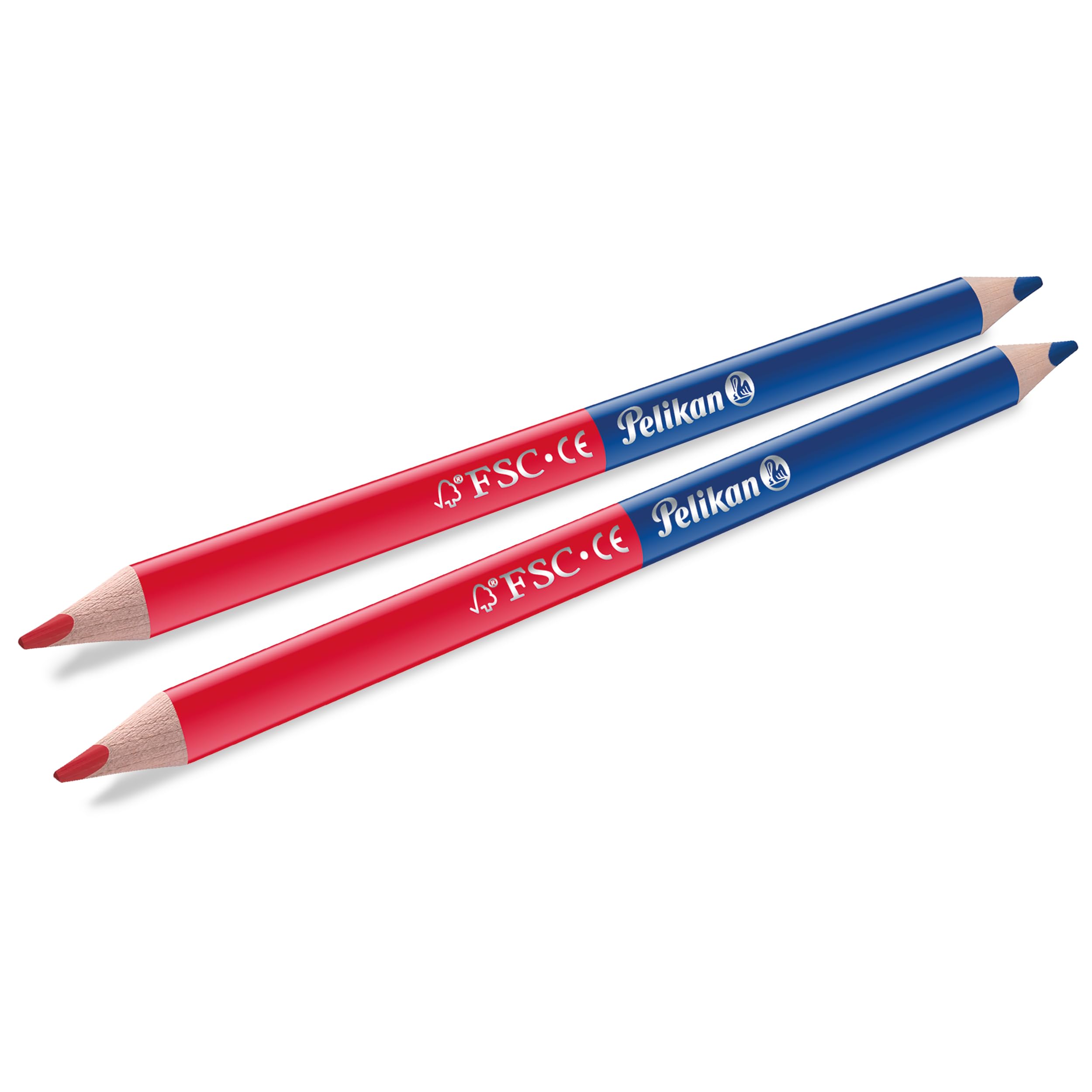 Pelikan 81118 Coloured Pencils (Thick, Triangular) Pack of 2 Red and Blue
