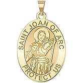 PicturesOnGold.com Saint Joan of Arc Religious Medal - 1/2 X 2/3 Inch Size of Dime, Solid 14K Yellow Gold