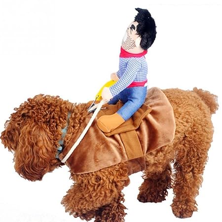 UEETEK Haustier Kostüm Hund Kostüm Kleidung Haustier Outfit Anzug Cowboy Rider Style, passt Hunde Gewicht unter 7 KG) - Größe