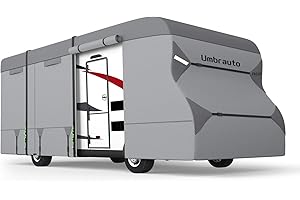 Umbrauto Class C RV Cover Fits 29-32Ft Motorhome Upgraded Heavy Duty 7 Layers Top Windproof Breathable Class C Motorhome Camper Cover with 2Pcs Extra Straps, Adhesive Repair Patches, 6 Gutter Covers