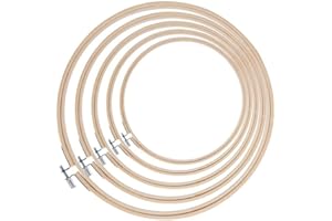 Cleana Arts® 5 Pieces Embroidery Hoop Set Bamboo Circle Cross Stitch Hoop