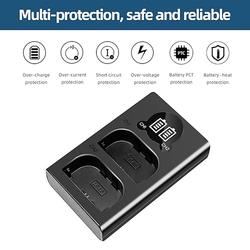 SKOWER LP-E6NH LP-E6N LP-E6 Dual LCD USB Battery Charger