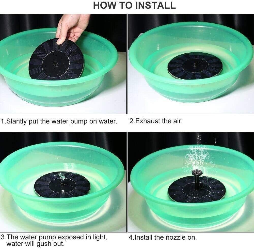 Solar Power Fountain Pump, 1.5W Circle Floating Solar Water Pump with 6 Nozzles Garden Outdoor Floating Fountain Pump for Birdbaths or Ponds,Floating Pond Decor Water Lily: Kitchen & Dining