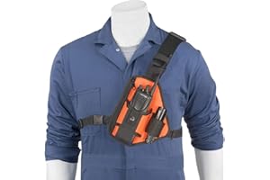 HOLSTERGUY RCH-101ORU Orange Chest Harness Shoulder Radio Holster Pack Adjustable Single Pouch Two-Way Holster for Motorola and Walkie Talkies Made in USA
