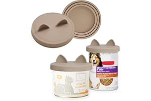 OHMO 2 Pack Dog Food Can Lids, (3,12, 14oz etc.) Universal Size BPA Free Silicone Covers for Cat and Pet Food, Beige