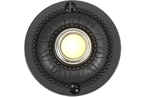 RANERVZ Doorbell Push Button, Gold Heavy Duty Metal Door Bell Wired Button LED Lighted Wall Mounted Door Bell Push Buttons-Black Round