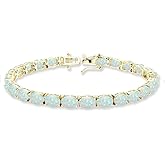 B. BRILLIANT Sterling Silver 7x5mm Simulated Morganite Oval-cut Classic Tennis Bracelet for Women