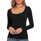 Long Sleeve Shirts for Women Scoop Neck Baselayer Casual Tops Underscrub