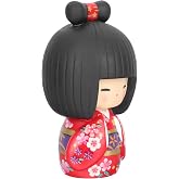 Angoily Japanese Doll Decorative Kimono Doll Desktop Accessory Adorable Kimono Girl Figure Hand Painted Collectible Figurine for Home Office Party Table Decor 3.93 X 2.16 X 2.16 in