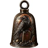 3D Crows and Skull Motorcycle Guardian Bell, Blood Moon Cemetery Crow Motorcycle Bell, Gothic Horror Good Luck Keychain Bells for Riding, Safe Pendant Motorcycle Accessories for Men Biker(2.5*2.5in)