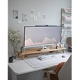 ROCDEER Bamboo Dual Monitor Shelf, Monitor Stand Riser with Underneath Storage for Desk Office Supplies, Supports Heavy TV up
