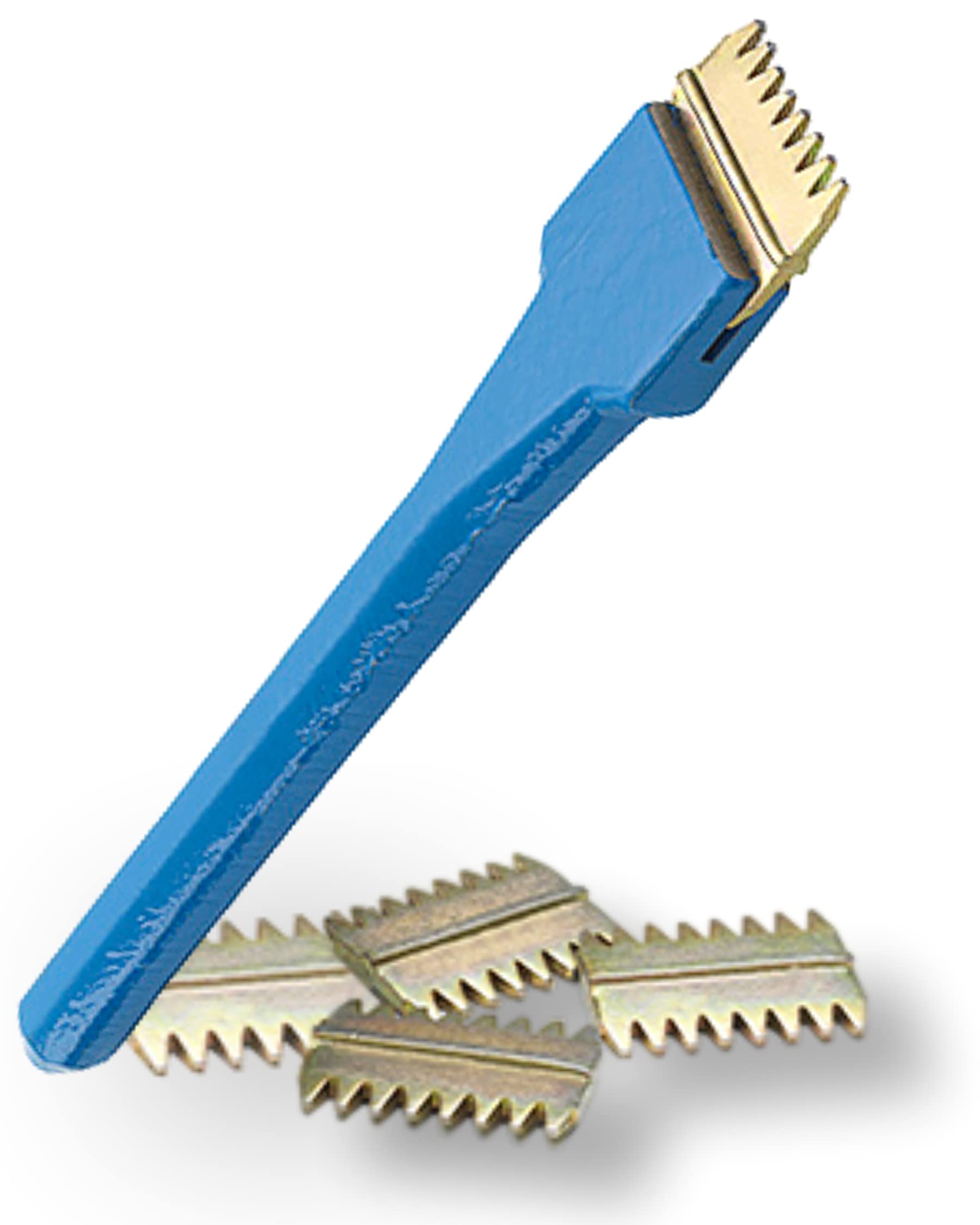 1.5" Scutch Chisel and Combs Set - Footprint. Superior Strength Drop Forged Handle. 5 Double-Ended Combs Included. Essential Builders Hand Tools for a bricky/Bricklayer or Stone Mason