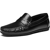 HEEZ Men's Loafers Slip On Penny Dress Loafer Leather Driving Shoes for Men | Lightweight Flexible Rubber Sole, Breathable Cushioned Insole, for Business Casual Office Work Travel