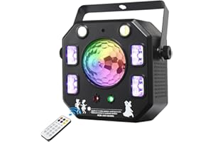 Disco Light Party Light, Eyeshot Led DJ Lights 4 in 1 with Magic Kaleidoscope Ball, Led Patterns Strobe Light and Purple UV Light, Great for Stage & dj Lighting, Disco Club Party Church Lights