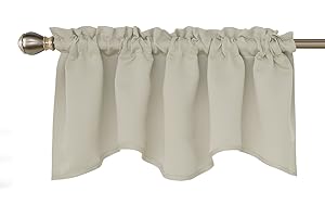 Deconovo Blackout Window Valance - Scalloped Room Darkening Curtain for Kitchen, Bedroom, and Bathroom - Elegant Window Treatment for a Cozy Home (Light Beige, 42x18 Inch, 1 Panel)