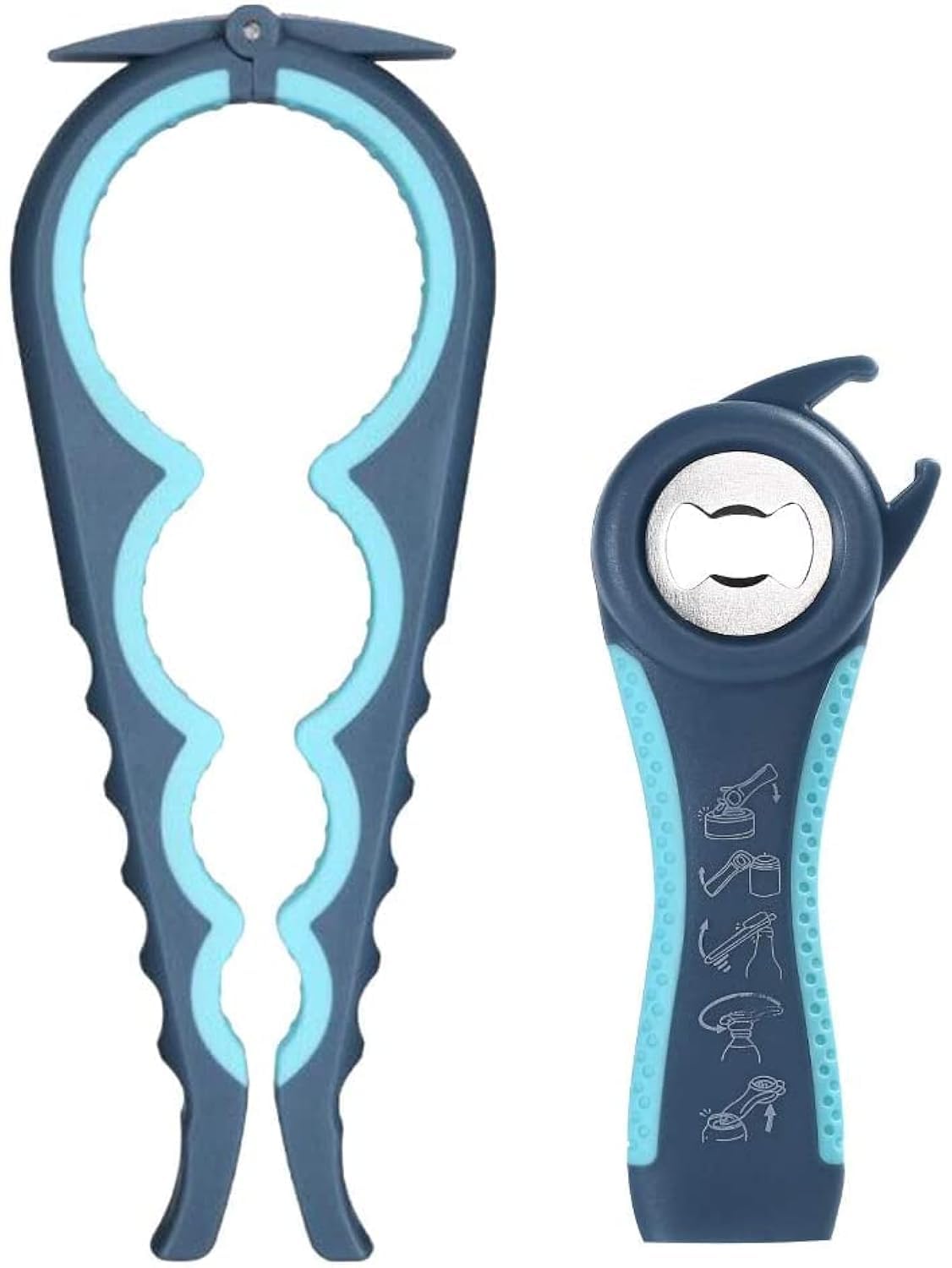 Otstar Latest Jar Opener, 5 in 1 Multi Function Bottle Opener Ring Pull Can Opener Kit for Weak Hands, Elderly, Arthritis Sufferers (Blue)