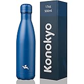 Konokyo Insulated Water Bottles,17 oz Double Wall Stainless Steel Vacumm Metal Flask for Sports Travel,Blue