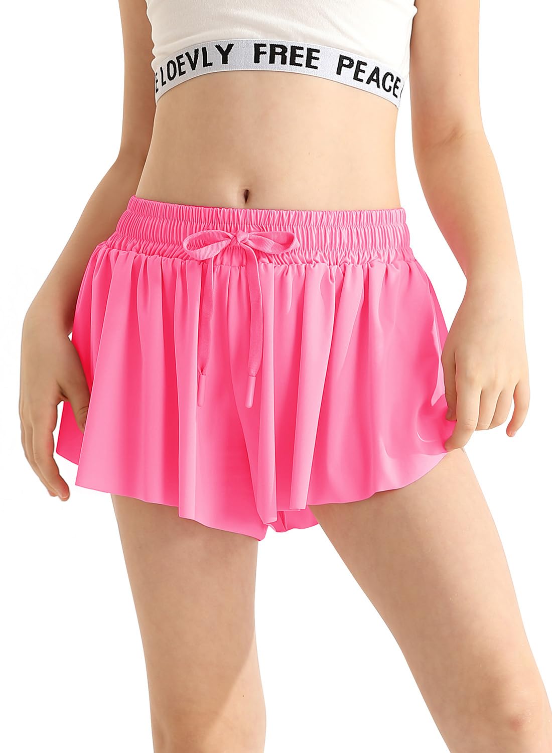Butterfly Shorts Girls Cute Hot Pink with Pocket