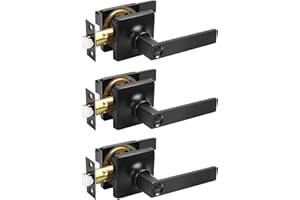 GOBEKOR 3 Pack Privacy Door Handles Black Interior Door Handles for Bedroom & Bathroom Keyless Privacy Door Levers Modern Squ