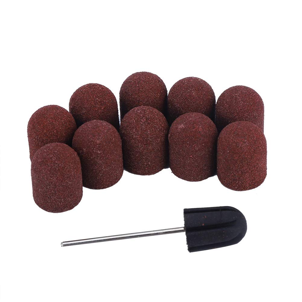 DEWIN Nail Drill Bit Block Sanding Cap, 2 Types 10 Pcs Nail Dedicated Head Grinding Sanding Cap Polisher Sand Manicure Pedicure Tool (Size : 13 * 19)