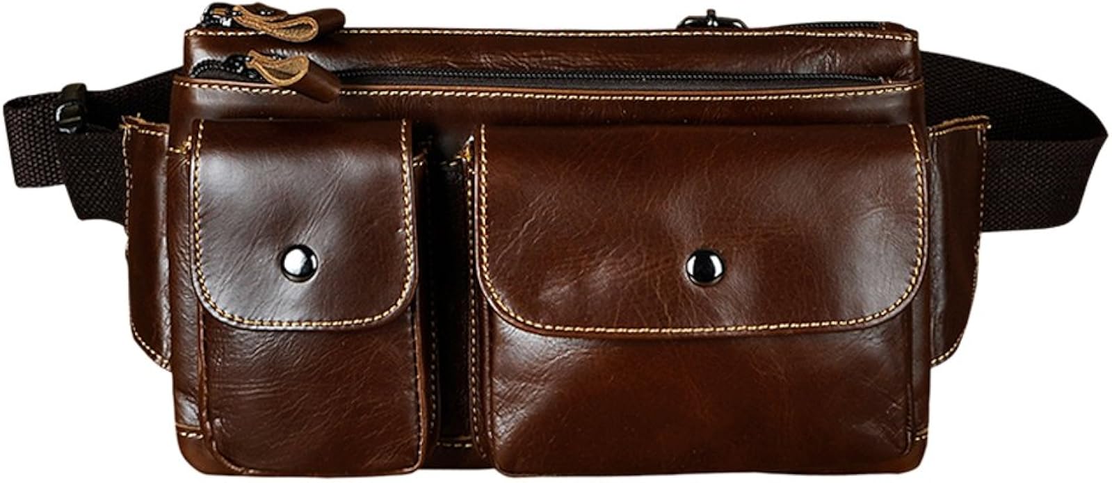 Amazon Genda 2Archer(JP) ウエストバッグ メンズ レザー 横型 ベルトポーチ 革 ボディバッグ 本革 牛革 軽量
