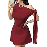 Floerns Women's Knot Side Off The Shoulder Formal Dress Wedding Guest A Line Dresses