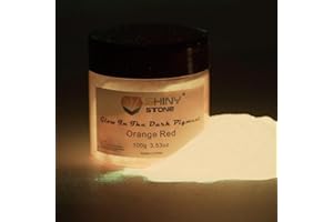 Shiny Stone Glow in The Dark Powder Pigment, Neutral and Fluorescent Colorful Luminous Pigment Powder for Painting, Epoxy Resin Colorant, DIY Crafts and Theme Party,100g/3.53oz (Orange Red)