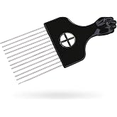 LEADUWAY Hair Pick, Hair Comb, Metal Pick Comb, Detangle Wig Braid Hair Styling Comb, Black, 1 PACK