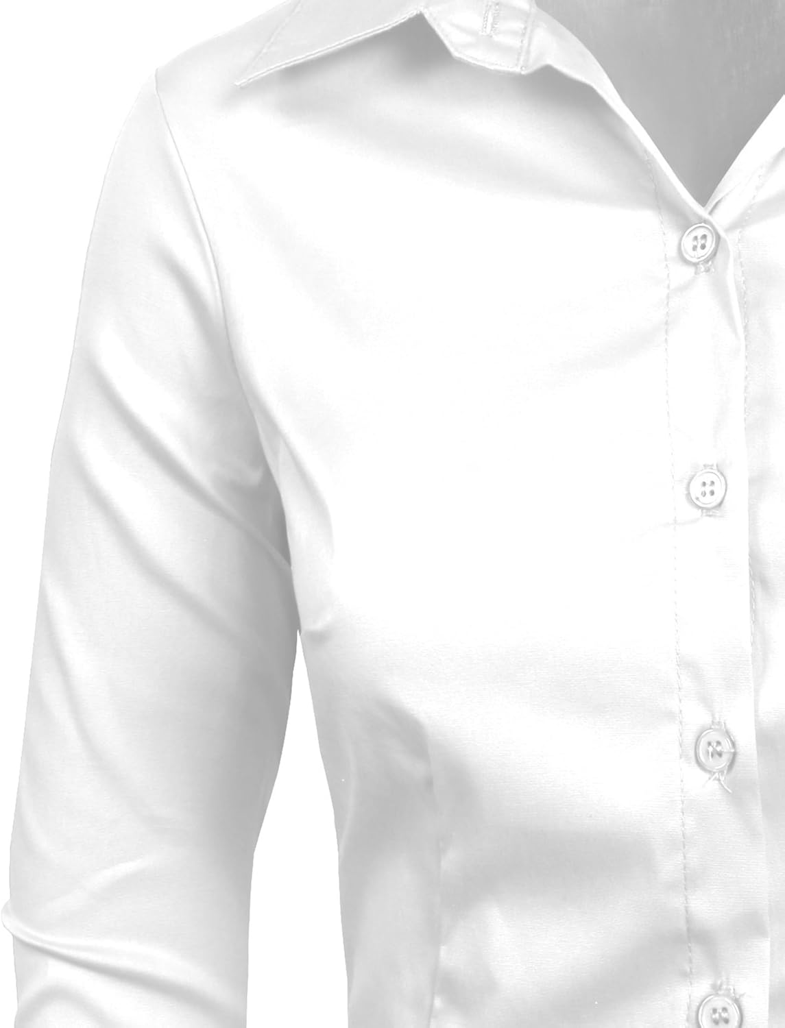 NE PEOPLE Womens Simple Stretch Slim Fit 3/4 Sleeve Roll Up Cotton Button Down Basic Solid Shirt (S-6XL): Clothing