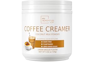 MY ADVENTURE TO FIT Non Dairy Coffee Creamer Powder - Zero Sugar Powdered Creamer for Hot or Iced Coffee - Keto Creamer for Women & Men - Low Calorie Coconut Creamer for Coffee (Crème Brûlée Flavor)