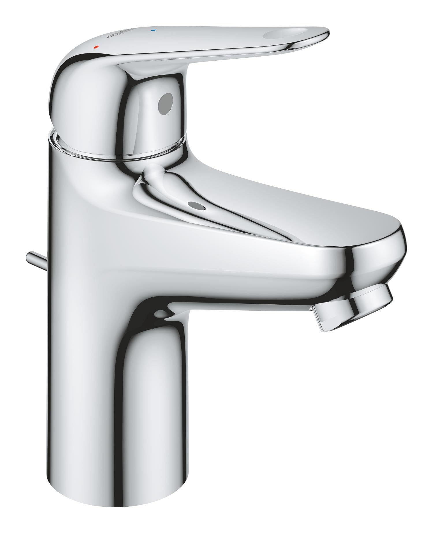 GROHE Swift QuickFix – 1 Lever Basin Mixer Tap with Pop-Up Waste Set (S-Size 162 mm, 28 mm Ceramic Cartridge, Energy & Water Saving, Tails 3/8 Inch, Easy to Fit with GROHE QuickTool), Chrome, 24322001