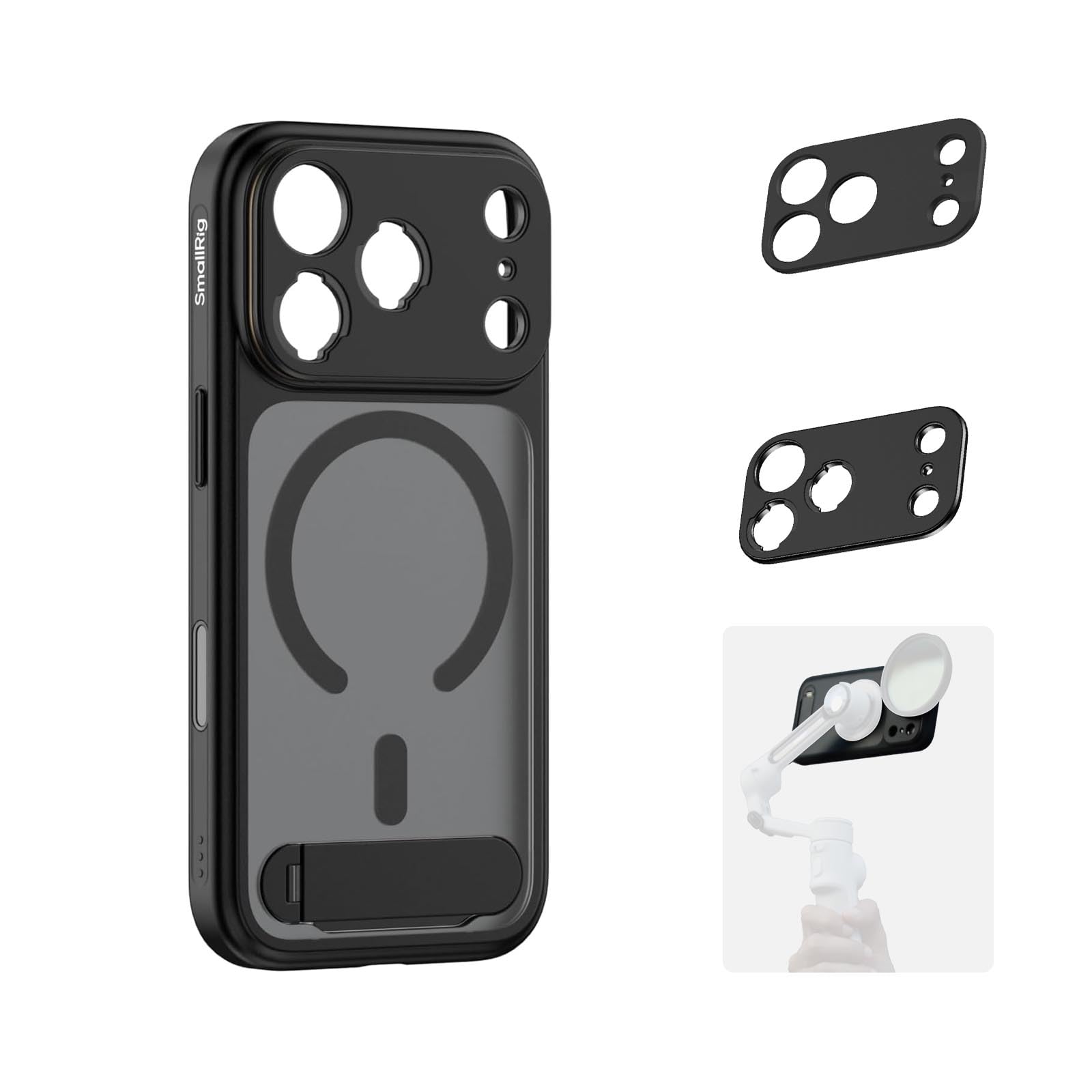 Photo 1 of SMALLRIG FilMov Phone Case Kit for iPhone 17 Pro, Magnetic Phone Case with Adjustable Kickstand, Lens Backplate, Support for MagSafe, for Phone Gimbal Stabilizer, for DJI, for Insta360, Black-5549