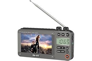 SEMIER 720p 4.3" Screen AM FM SW Movie Video Radio with Bluetooth, Rechargeable Pocket Digital Movie Video Player Radio, Support USB/Micro SD Card, 5W Loud Speak and Headphone Jack for Travel Gifts