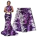 pqdaysun 5 Yards African Net Lace Fabrics Nigerian French Fabric Embroidered and Rhinestones Guipure Cord Lace (purple and white)