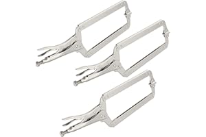 HEIHAK 3 Packs 18 Inch Large C Clamp Locking Pliers with Swivel Pads, Heavy Duty Vice Grip Clamp Set, Adjustable Welding Clam