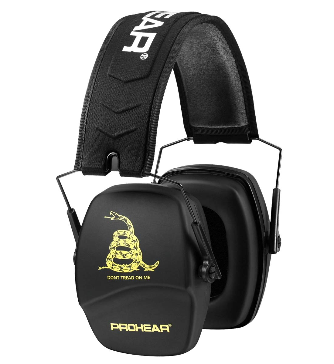 PROHEAR 016 Adults Ear Defenders Shooting Ear Protection Earmuffs Noise Cancelling Low-profile Headphones for Hunting Workshops Thin Foldable Ear Protector SNR 28dB Black (Yellow Snake Pattern)