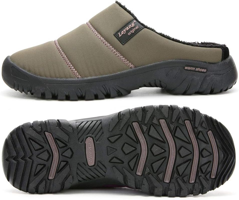 ASUGE Womens Mens House Slippers Hard Sole Non-Slip Indoor Outdoor Fur Lined Winter Slippers