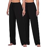 FEQO 2 Pack Women's Lounge Pants Wide Leg Yoga Pants Casual Pajama Bottoms