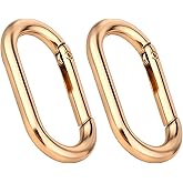 2 Pcs Gold Carabiner Key Clips,Heavy Duty Spring O Ring Keyring Clips for Purse Strap,Keychains & Backpacks,Buckle Clasp,Backpacks,Purse,Keys,Bag Strap Rustproof Key Hook Accessories (Gold)