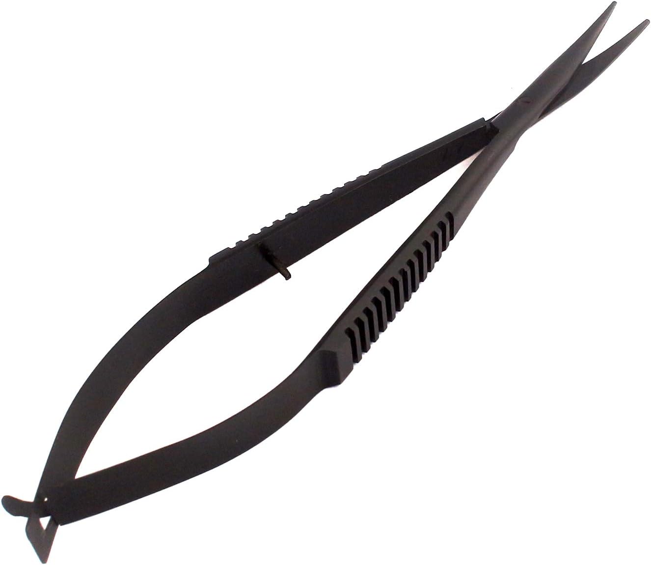 DDP Professional Stainless Steel Aquarium Aquascaping Spring Scissors Curved 4.5 Inch Full Black