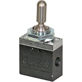 Buyers Products BAV020T Toggle Valve Only Momentary Switch for Pumps Valves and Tailgate Cylinders, Manual 3 Position Toggle with Spring Return to Neutral, 2 Port 1/4 in NPT 125 PSI