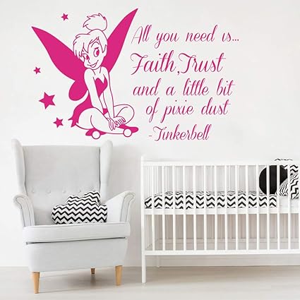 Geiqianjiumai Foi Et Confiance Poussiere Elf Citation Hibiscus Decoration Murale Citation Inspiration Inspiration Conte De Fees Autocollant Mural Chambre Rose Rouge cmx56cm Amazon Fr Cuisine Maison