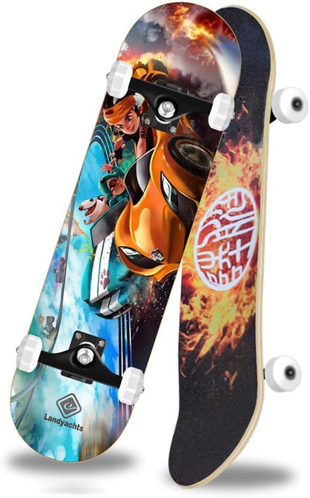 Skateboarding 31"x8" Double Kick Skateboard, Pro Complete