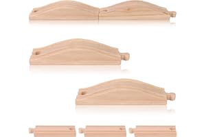 YOUDAJU 5 Pcs Wood Train Track Expansion Set Straight Wooden Train Track Expansion Wooden Train Bridges Straight Track Expan-sion Woo-den Train Tra-ck Accessories for Most Major Toy Train Tra-CKS Railway