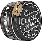 Charlemagne Matte Hair Pomade - 3.3 Fl Oz, Noble Leather Scent - Strong Hold Pomade for Men - Water-Based Hair Styling Cream