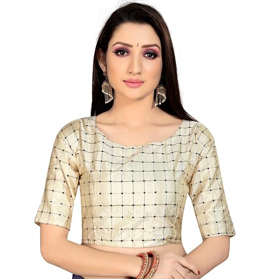 Women's Brocade,Inner-Cotton Blouse (Chiku,XXL)-PID29899