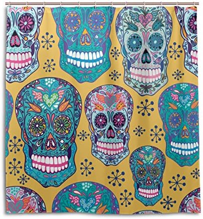 CCBHGY Festoon Skulls Polyester Waterproof Fabric Shower Curtain Bathroom Curtain 72x72 inch