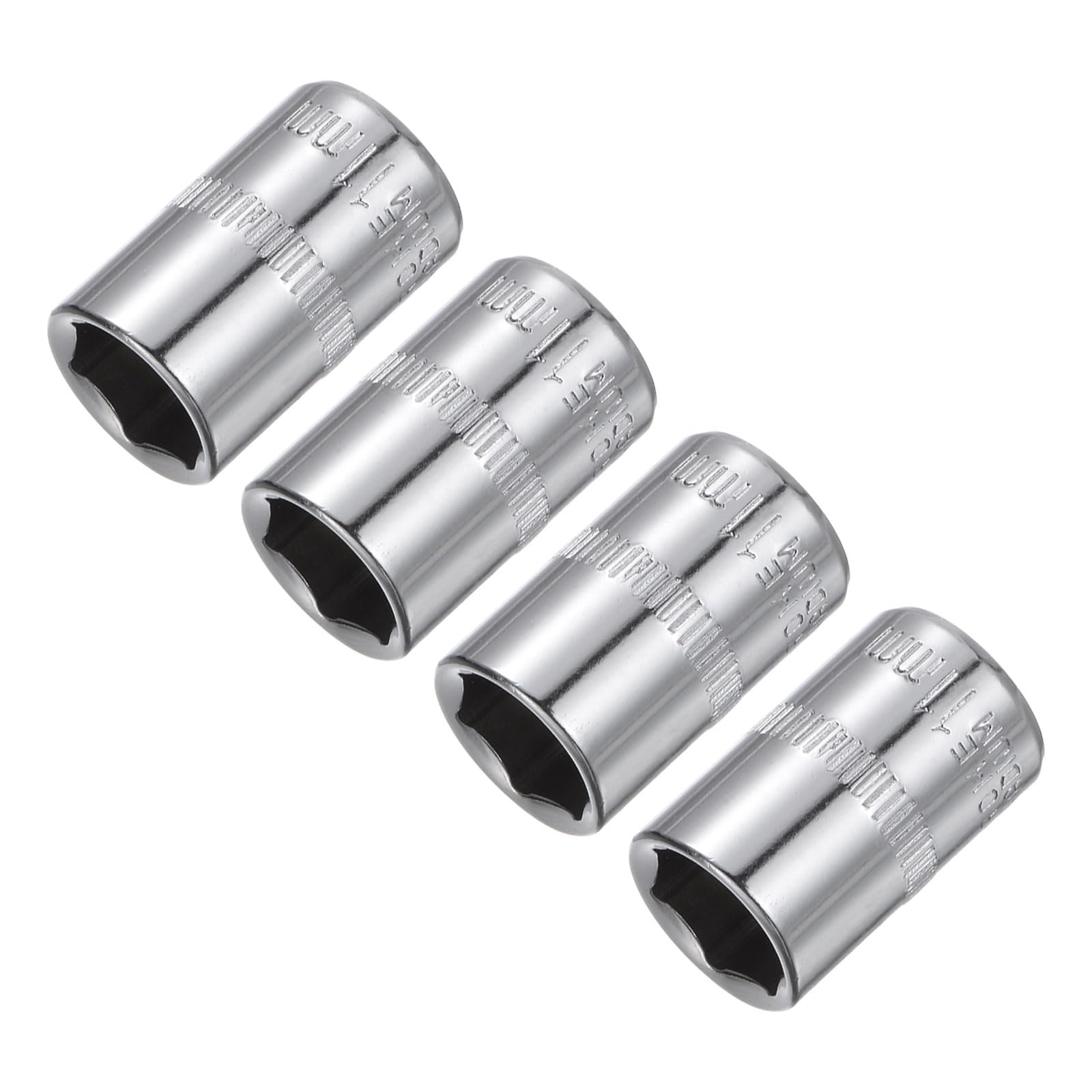 Sourcingmap 4 Pcs 1/4-Inch Drive 11mm 6-Point Shallow Socket, Metric, Steel with Chrome Plated