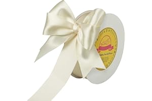 LEEQE Double Face Ivory Satin Ribbon 1-1/2 inch X 50 Yards Polyester Ivory Ribbon for Gift Wrapping Very Suitable for Weddings Party Hair Bow Invitation Decorations and More