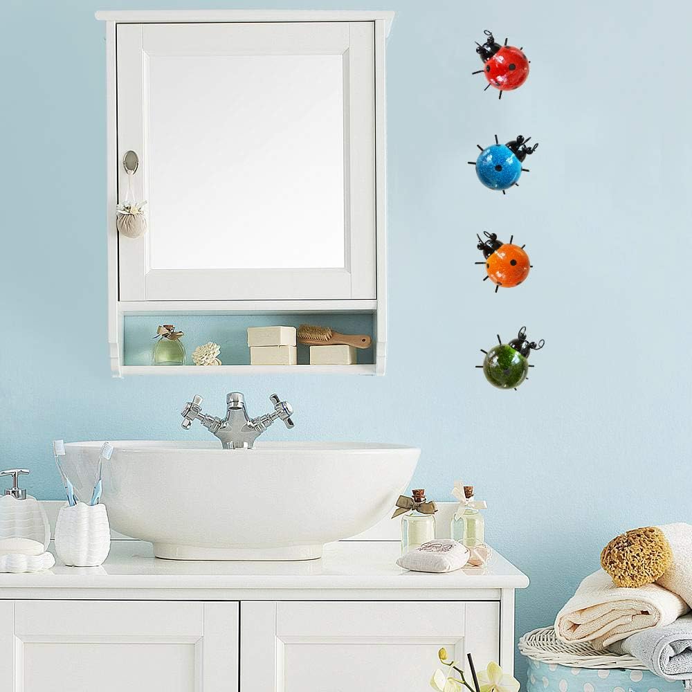 GIFTME 5 Metal Garden Wall Art Decorative Set of 4 Cute Ladybugs Outdoor Wall Sculptures: Everything Else